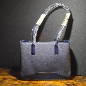 New Navy Blue Denim Canvas Tote Bag Handbag w/ Multiple Pockets